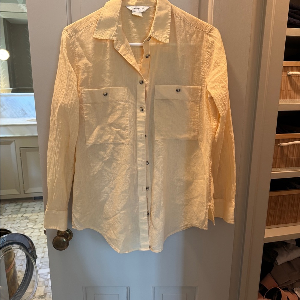 Club Monaco Light Yellow linen Shirt size xs